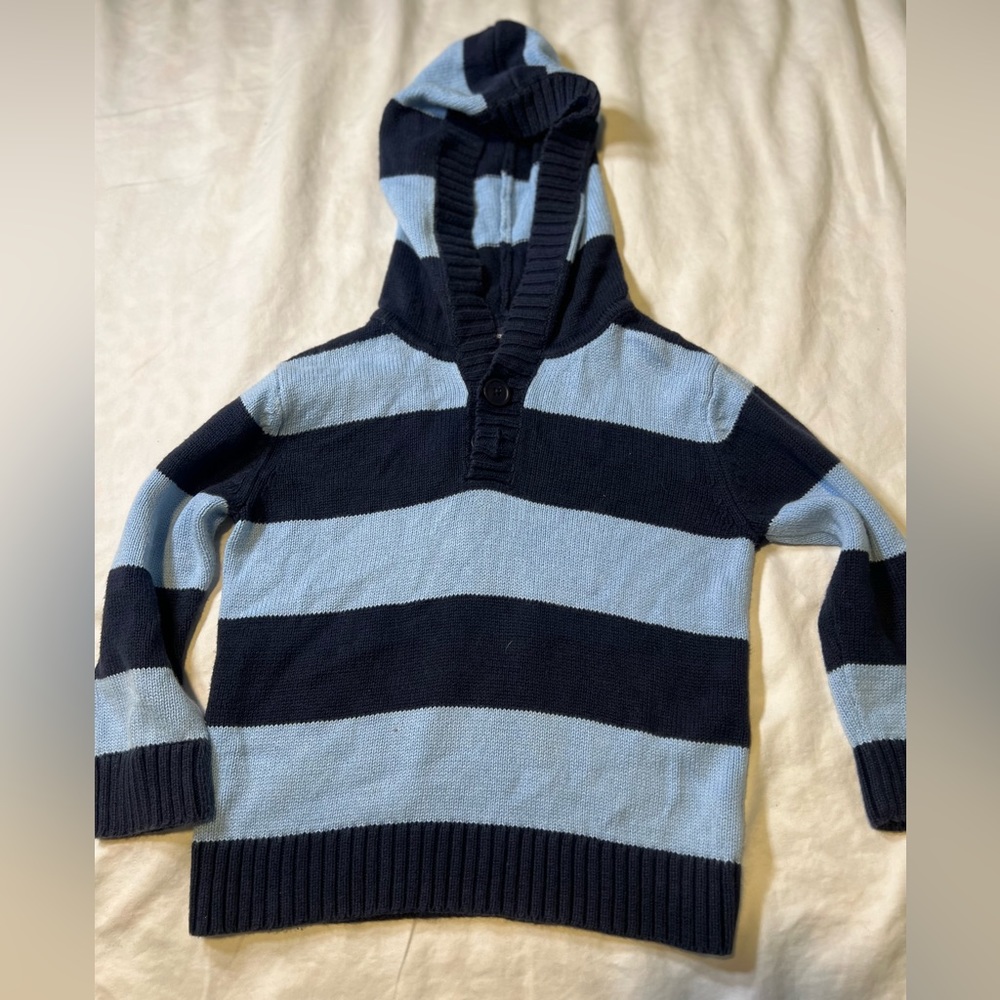 Baby GAP boys cotton striped sweater with Hood